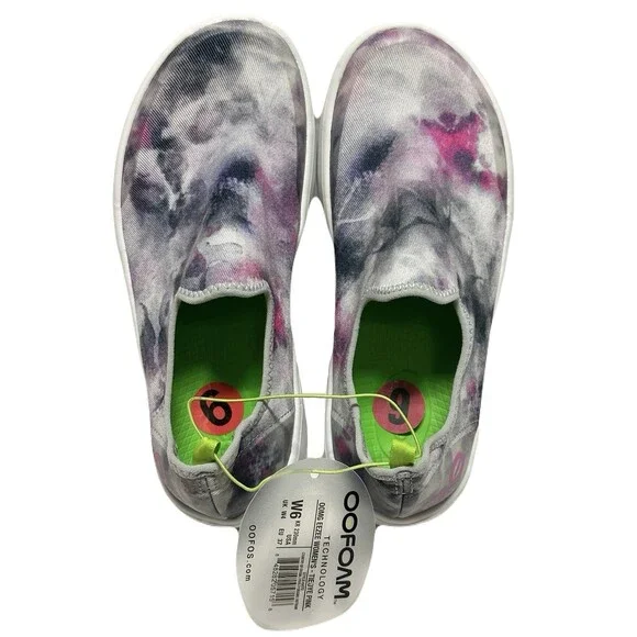 NEW Oofos Womens Size 6 OOmg Eezee Slip On Sport Recovery Shoes Tie Dye Pink - Picture 6 of 8